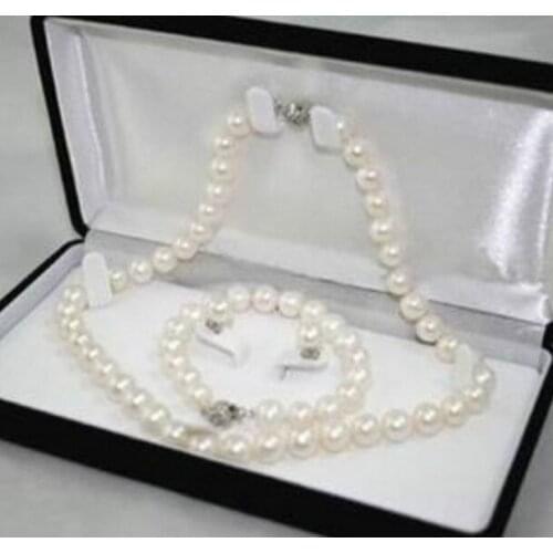 AA 6-7MM White Akoya Cultured Pearl Necklace Bracelet Earring Set natural Luxury Ms. girl Wedding Jewelry