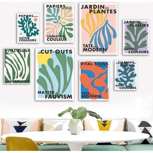 Abstract Colorful Seaweed Coral Matisse Japan Wall Art Canvas Painting Picture Nordic Shapes Leaf Poster Print Living Room Decor