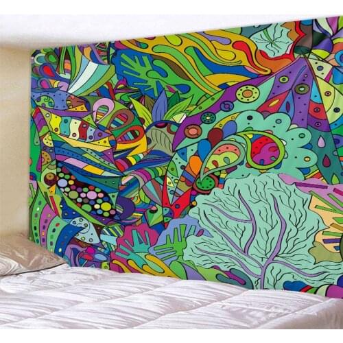 Abstract color art tapestry dazzling city wall hanging mandala bohemian hippie yoga mat psychedelic scene mattress large size