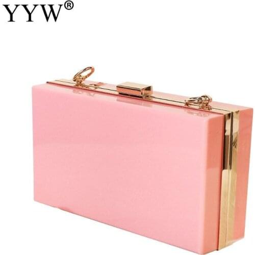 Candy Color Acrylic Bag Transparent Woman Pure Color Shoulder Bag Handbag For Wedding Or Party Lady Fashion Crossbody Bag