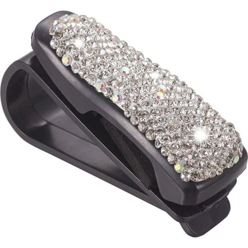 Car Glasses Holder Shiny Auto Sun Visor Sunglasses Card Ticket Holder Clip Organiser