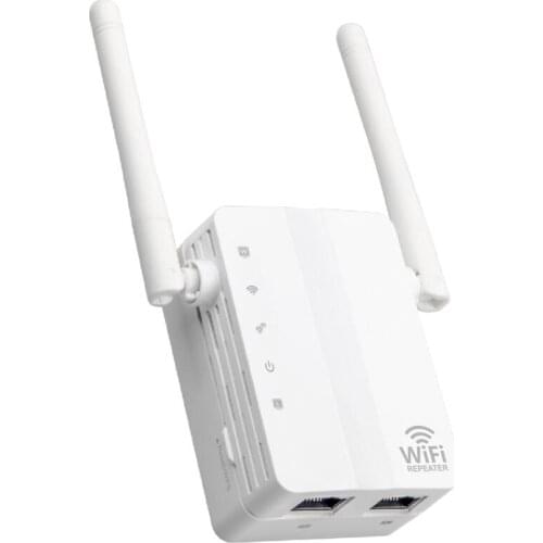 2.4G Wireless WiFi Repeater Dual Band 300Mbps Signal Amplifier Booster 2 Antennas WiFi Range Extender Wlan LAN Port Router
