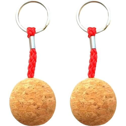 OutdoorExplore Waterski Canoe Kayak Floating Cork KeyChain Buoyant Keyring Wooden Ball Buoyant Key Ring