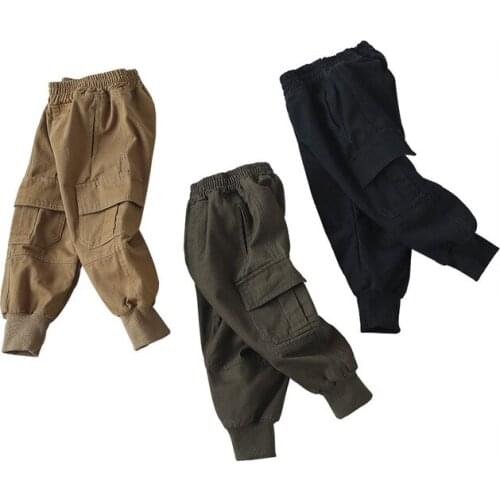 Boys Pants Korean Spring Autumn Casual Pants for Boy Elastic Waist Big Pocket Trousers Toddler Baby Harem Pants 2019 New Arrival