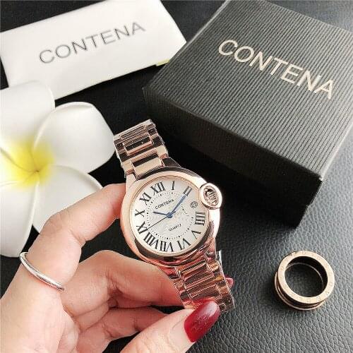 Stainless Steel Rose Gold Folding Buckle Classical Calendar Womens Watch Luxury Roman Numeral Waterproof Quartz Womens Watch