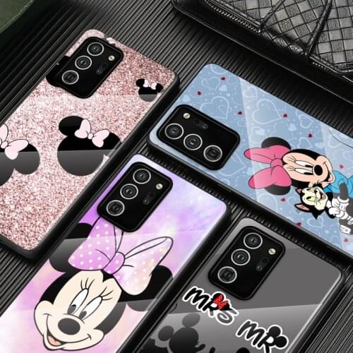 Tempered Glass Cover Cute Mickey Mouse For Samsung Galaxy S21 S20 FE Ultra S8 S9 S10 S10e Lite Plus 5G Phone Case
