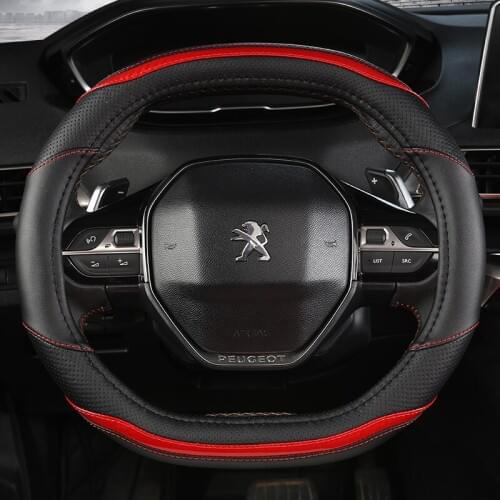 For Peugeot 3008 4008 5008 Car Steering Wheel Cover Carbon Fibre + PU Leather Auto Accessories interior Coche
