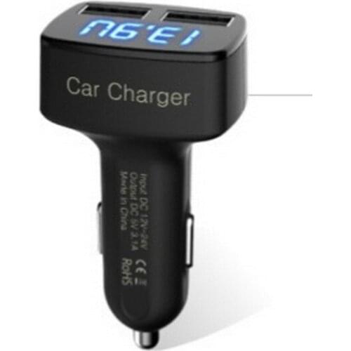 By dhl 100pcs 4 in 1 Temperature/Voltage for car cigarette charger adapter DC 12-24V Dual usb Port 3.1A with Light Display