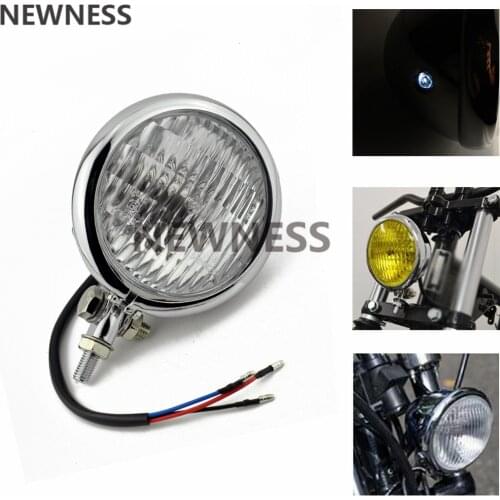 Chrome Head Lamp Light Headlight Lamp Universal DC12V For Universal Motorcycles