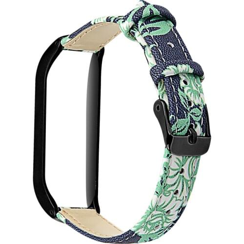Print Leather Wrist Strap For Xiaomi Mi Band 4 Strap Smart Watch Metal Case Cover Replacement Band Sport Bracelet Women Men 19Jl