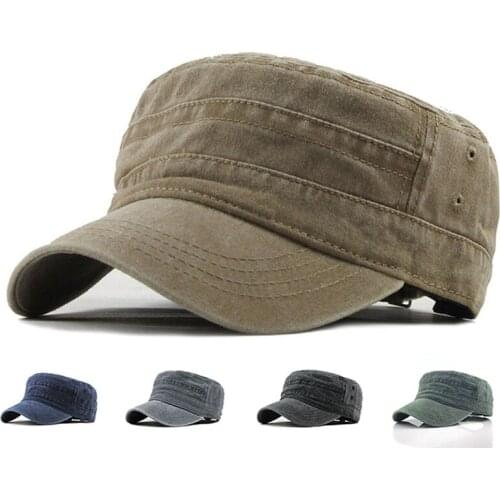 Richkeda Store New 2021 Military Cap Army Women Men Flat Top Summer Hats Solid Black Green Tan Hat Bonnet Snapback Trucker Hat