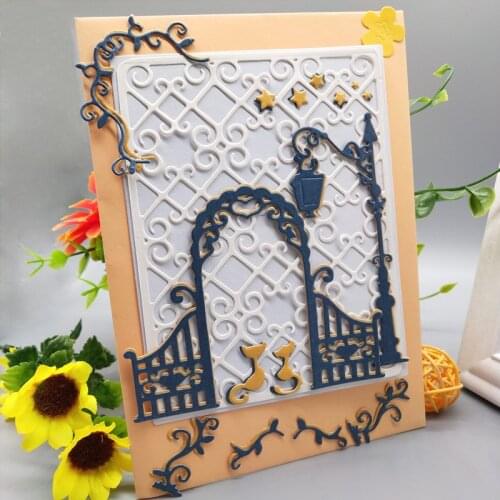 9*12.9cm Iron fence gate Metal Cutting Dies for DIY Scrapbooking Paper Cards Craft Making Craft Decoration