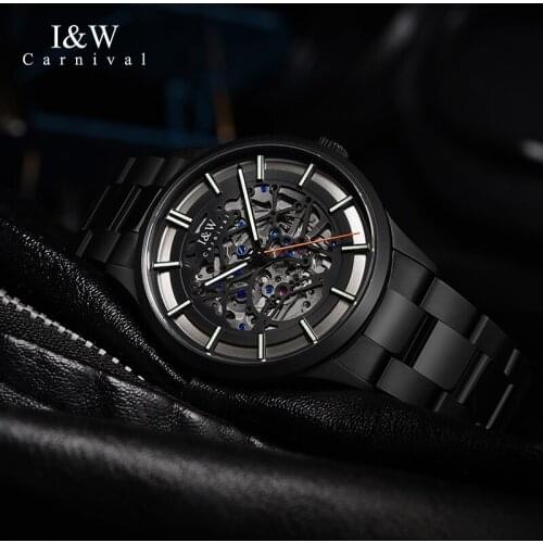 Fashion Tourbillon Mechanical Watch Switzerland I&W MIYOTA Movement Skeleton Watches Mens 2021 Sapphire Luminous Military Watch