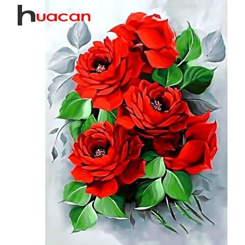 Huacan Full Square Diamond Painting Rose Flower Kit 5D DIY Diamond Embroidery Mosaic Cross Stitch Home Wall Decor