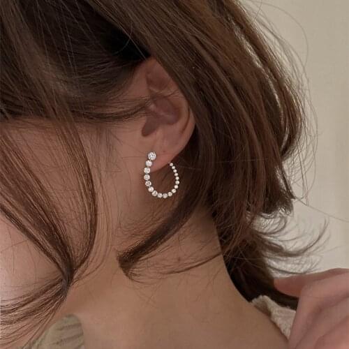 2020 Korean New Shiny Micro Pave Zircon U Shape Stud Earrings For Women Fashion Bijoux Girls Elegant Cute Brincos Party Gifts