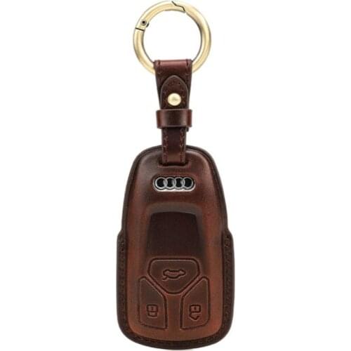 2021 new car key case for Audi A3 A6L leather key case A8 Q8 universal key ring
