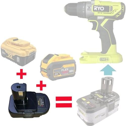 DM18RL Battery Converter Adapter USB DM20ROB use DEWALT XR 20V FLEX 60V Li-ion Battery on RYOBI 18V Electric Power Tool
