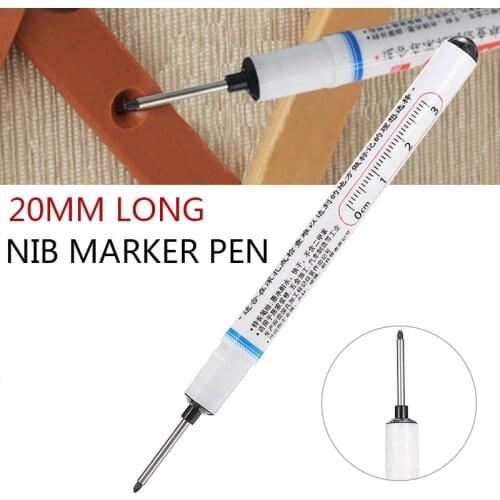 Carpenters Pen Long Nib Marker Pen Deep Hole Carpenters Leads Marker Pencil Smudge-proof Quick-drying Waterproof Ink Black