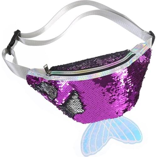 Women Waist Pack Mermaid Sequins Travel Money Phone Fanny Chest Bag Teenager Glitter Waist Pack Chest Bag Waist Pack Bag