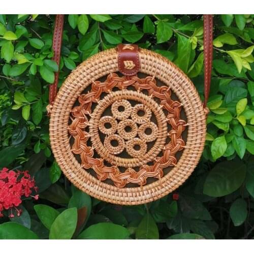 Rattan Hollow Shoulder Bag Summer Beach Crossbody Bags For Women Mini Bucket Bag
