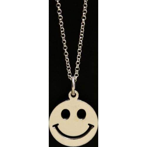 S925 Sterling Silver Glossy Cartoon Smile Pendant Ladies Clavicle Chain Korean Version With Small Pendants Compact