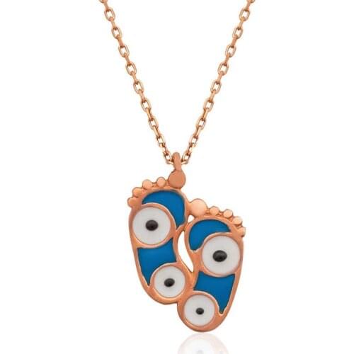 Silver The Genres Change Footprint lady necklace