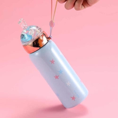 Cute Rabbit Ear Thermos Water Bottle Stainless Steel Vacuum Flask For Children Girls Coffee Mug Drinking Insulated Cup
