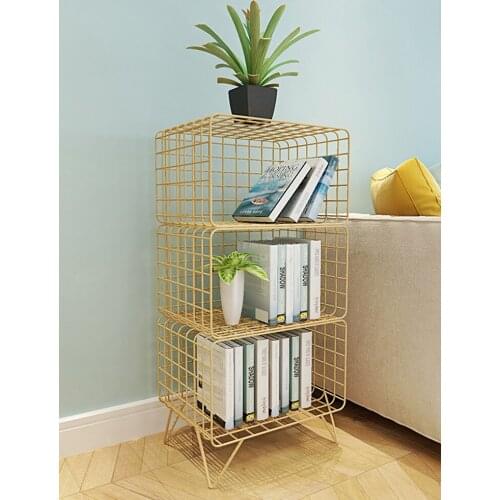 Nordic Wrought Iron Racks Bedroom Bedside Stand Floor To Ceiling Multi-layer Bookcase Upgrade Mesh Surface Bathroom Organizer