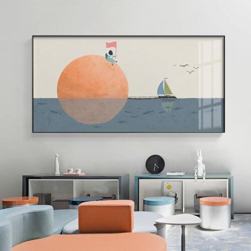 Nordic Minimalist cartoon space planet canvas Painting posters and print Wall art Pictures for Living Room Bedroom home decor