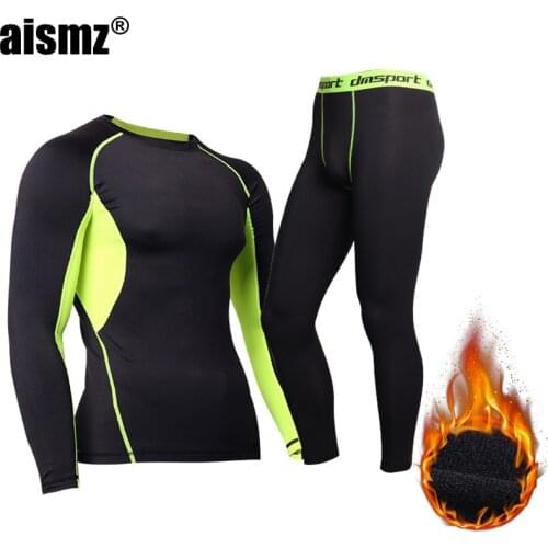 Aismz Thermal Underwear Set Men Winter Thermo Underwear Soft Comfortable Stretch Man Warm Long Johns Male Riding Fast-Try Cloth