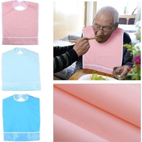 Adult Bib PVC Reusable Bib Waterproof Clothing Protector Washable Saliva Towel Spill Protector Patient Meal Supplies