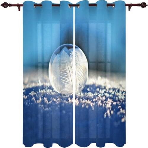 Foam Crystals Winter Snow Valance Curtains For Living Room Study Youth Bedroom Kitchen Outdoor Windows Custom Cotton Linen
