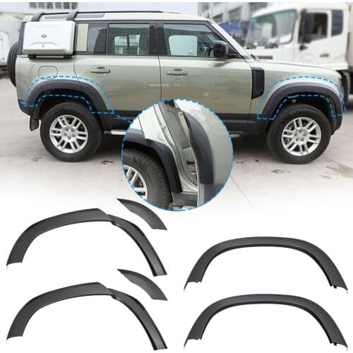 ABS for Land Rover Defender 110 2020-2021 SUV Off-road Car Fender Arch Protector Widen Wheel Eyebrow Black Car Accessories 6 Pcs