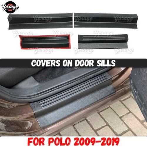 Guard covers on door sills for Volkswagen Polo Sedan 2009-2019 ABS plastic pads accessories protective plates scratches styling