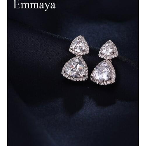 Emmaya New Fashion Triangle Appearance Earring For Women White Color Decoration Shiny AAA Zirconia jewelry In Party Gift