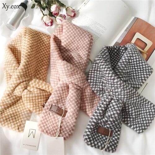 3 Colors Fashion cross scarf faux fur plush scarf female autumn & winter thickening
