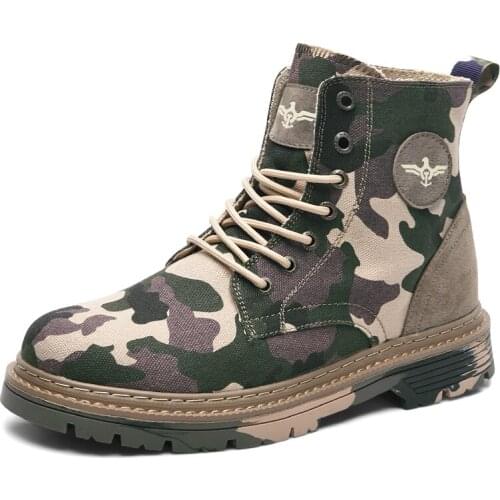 2021 Winter Fashion Camo Army Green Ankle Boots Women New Low Heels Army Boots Outdoor Motorcycle Boots Big Size