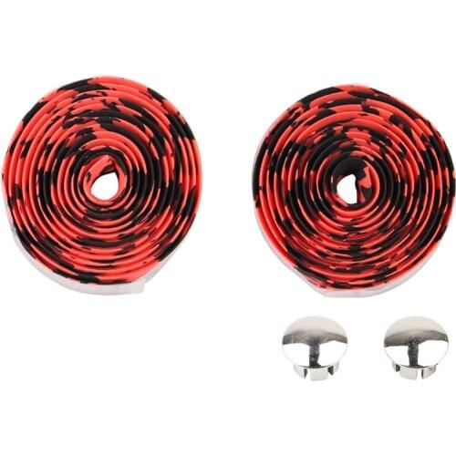 1 Pair Bike Bicycle Handlebar Tape with Plugs Elastic Rubber Foam Anti-Slip Cycling Handle Bar Wrap for Most of Bike MC889