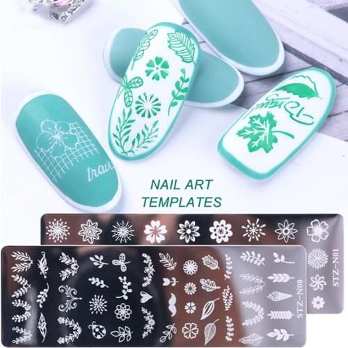 12Style 12x4cm Stainless Steel Nail Template Manicure Stencil Tools Nail Art Stamp Stamping Image Plate Nail Art Stamp Template