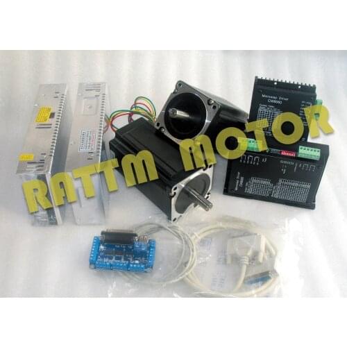 2Axis Nema 34 stepper motor Dual shaft 1600oz-in/5.0A & Driver CW8060 6A/80VDC 256 Microstep & 5 Axis berakour board CNC Kit