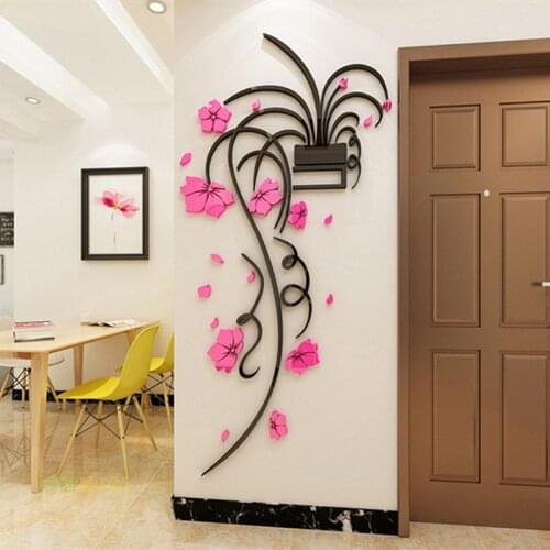 3D Acrylic Art Wall Decals For Living Room Bedroom Beautiful Orchids Wall Stickers DIY Home Decorations Wallpaper Mural 5 Sizes