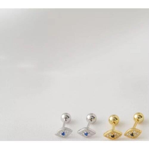 925 sterling silver earring fashion Lip Devils Eye zircon heart screw stud earring ear bone nail wild trend women girl ear jewe