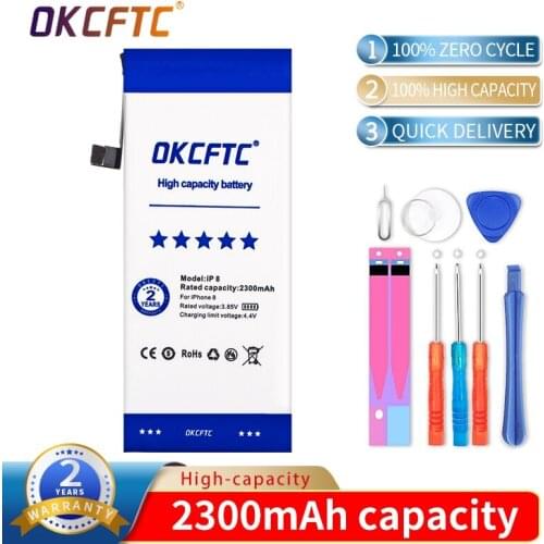 OKCFTC 2300mah Battery For iPhone 8 iPhone8 High Capacity Li-polymer Bateria For Apple iPhone 8 i8 Batteries with Tools