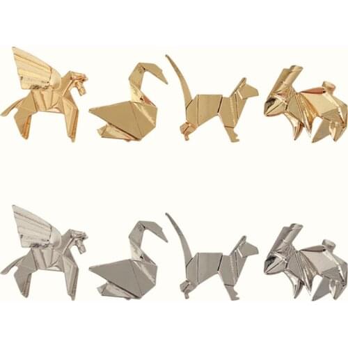 2021 fashion accessories solid geometry of animal rabbit kitten papercranes brooch brooch