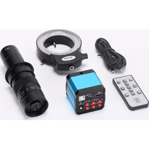 14MP Digital Microscope 1080P HDMI USB Industrial Electronic Video Microscope Camera 180X C-Mount Lens 144 LED for PCB Soldering