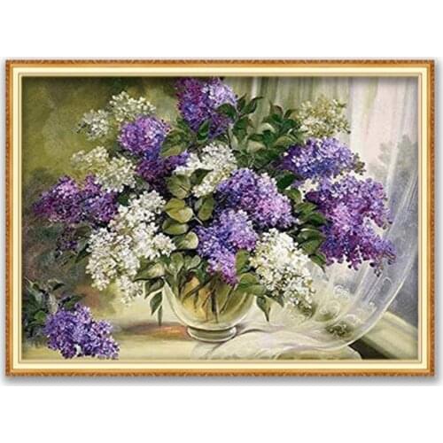 Flower Vase DIY Embroidery 11CT Cross Stitch Kits Needlework Craft Set Printed Canvas Cotton Thread Home Decoration Living Room