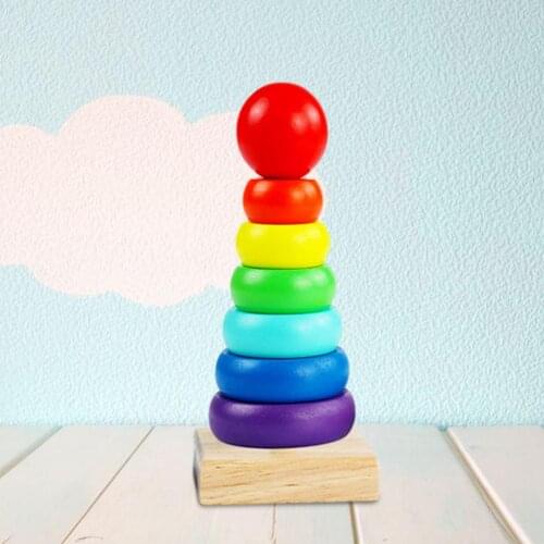 Wooden Tower Stacking Circle Toys Kids Education Toy Children Color Cognition Toy Montessori Accessories For Toddlers