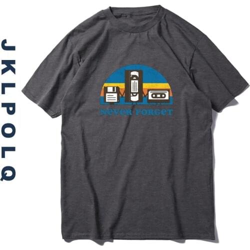 JKLPOLQ Summer Harakuju Oversized Anime Never Forget Letter Printed Graphic T Shirt Men Funny Tops Casual Tees Eu Size XS-3XL