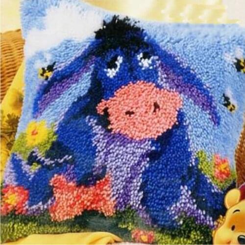 HOT Latch Hook Cushion Kits Gift DIY Needlework Crocheting Throw Pillow Unfinished Yarn Embroidery Pillowcase