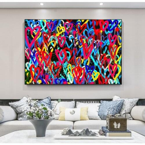 Graffiti Art Canvas Painting Love Heart Banksy Artwork Poster and Print Wall Art Picture for Living Room Cuadros Home Decoration